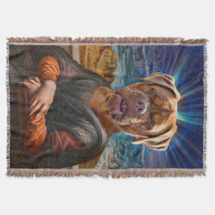 Digital ART - BULLDOG MONA LISA Throw Blanket
