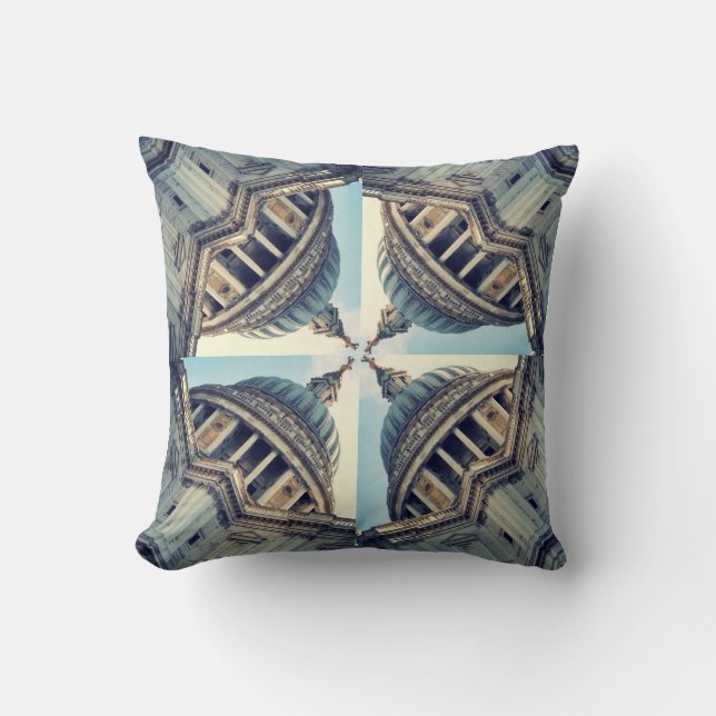 Digital art collage buildings cushion (Front)