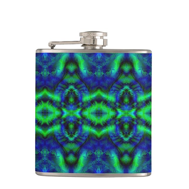 Digital Art Cool Modern Abstract Pattern Hip Flask (Front)