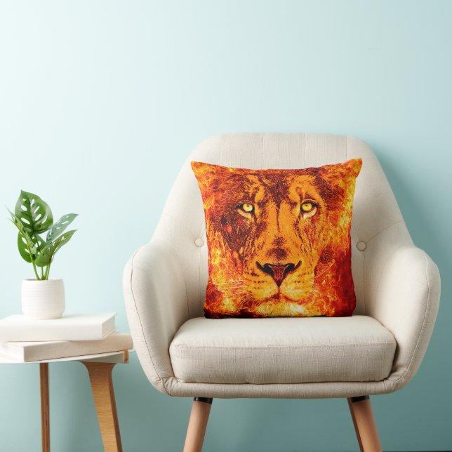 Digital Art Flaming Lion Cushion (Chair)