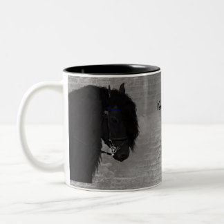Digital Art Friesian Horse Two-Tone Coffee Mug