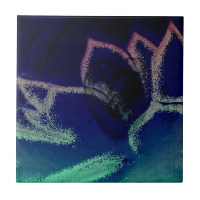 Digital Art Hen and Chicks Plant Tile (Front)