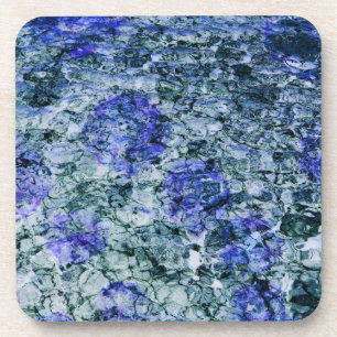 Digital art of blue watercolor abstract background coaster