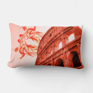Digital art of Colosseum and statues / sculptures Lumbar Cushion