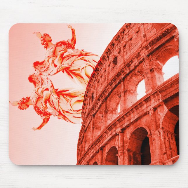Digital art of Colosseum and statues / sculptures Mouse Pad (Front)