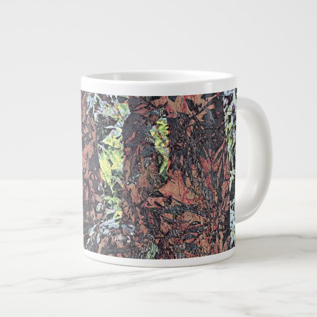 Digital art of floral flower pattern with tree large coffee mug (Front Right)