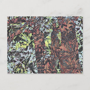 Digital art of floral flower pattern with tree postcard