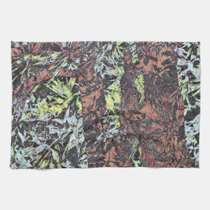 Digital art of floral flower pattern with tree tea towel