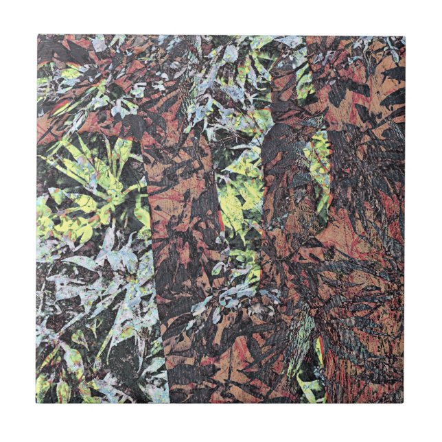 Digital art of floral flower pattern with tree tile (Front)