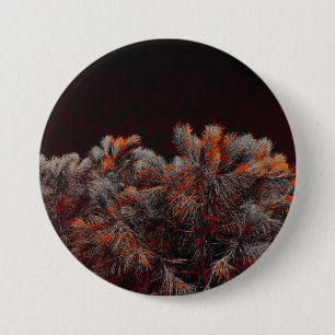 Digital art of pine tree with orange colour spots 7.5 cm round badge