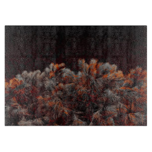 Digital art of pine tree with orange colour spots cutting board
