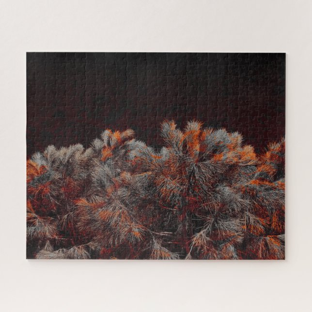 Digital art of pine tree with orange colour spots jigsaw puzzle (Horizontal)