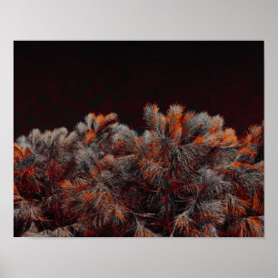 Digital art of pine tree with orange colour spots poster