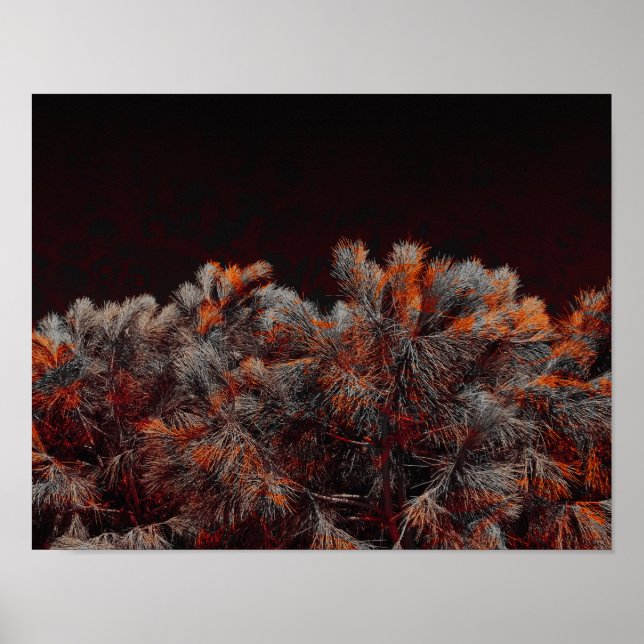 Digital art of pine tree with orange colour spots poster (Front)