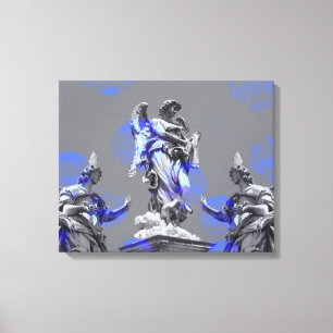 Digital art of sculptures blue colour brush stroke canvas print