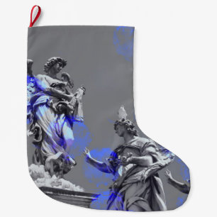 Digital art of sculptures blue colour brush stroke large christmas stocking