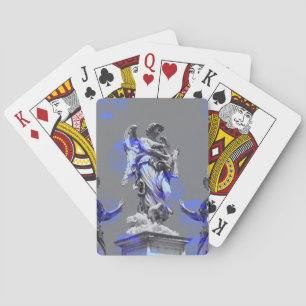 Digital art of sculptures blue colour brush stroke playing cards