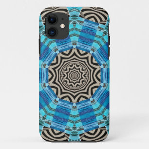 Digital Art Pattern 7 Blue, Black and White iPhone 11 Case