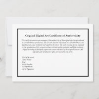 Digital Art Print Certificate of Authenticity