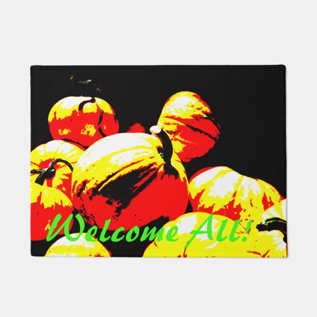 Digital Art Pumpkins on a "Welcome All! Doormat (Front)