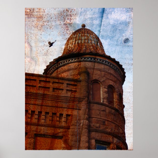 Digital Art Rust Building Poster (Front)