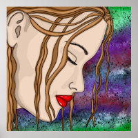 Digital Art | Sad Lady Deep in Thought 