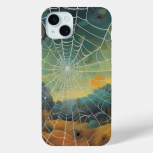 Digital art, spiderweb, spiders iPhone 15 mini case