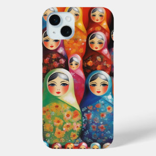 Digital art, stacking dolls iPhone 15 mini case