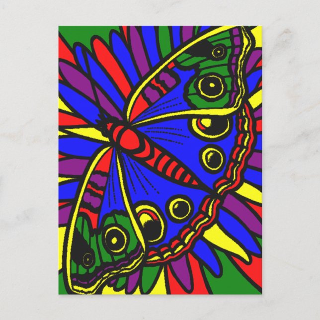 Digital Art Stained Glass Butterfly Postcard (Front)