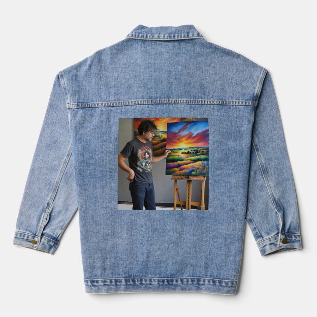 Digital Art Women's Denim Jacket Perfect Fit (Back)