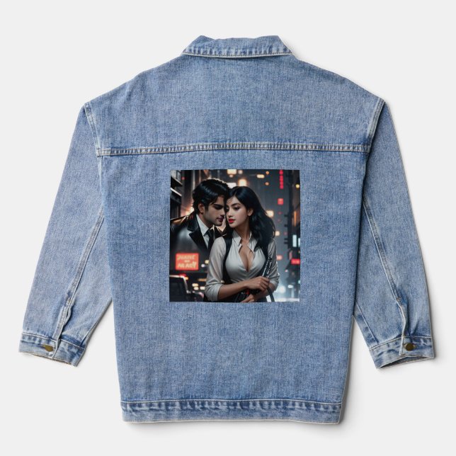 Digital Art Women's Denim Jacket Perfect Fit (Back)