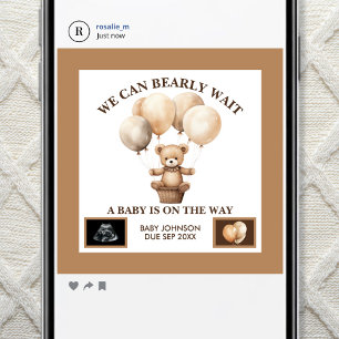 Digital Bearly Wait Whimsical Watercolor Bear Announcement