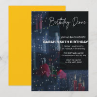 Digital Birthday Dinner Invitation, Black Tie Glam