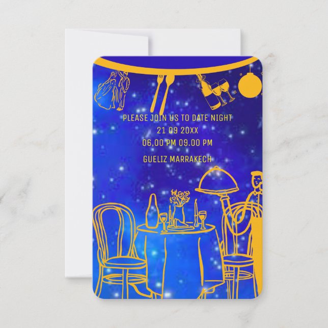 Digital Birthday Dinner Invitation Template, Black (Front)