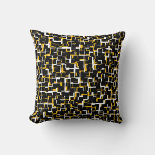 Digital Black White Yellow Pattern Cushion