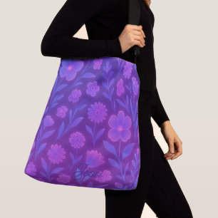 Digital Bloom Future Pattern   Futuristic Floral  Crossbody Bag