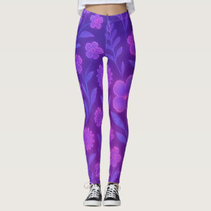 Digital Bloom Future Pattern Futuristic Floral Leggings
