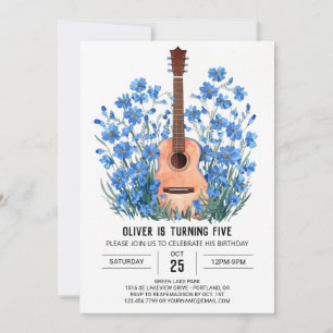 Digital Blue Guitar Boy Birthday Invitation