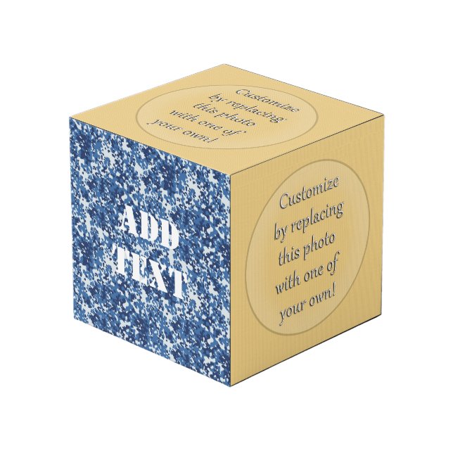 Digital Blue Military Pattern Cube (Front Angled)