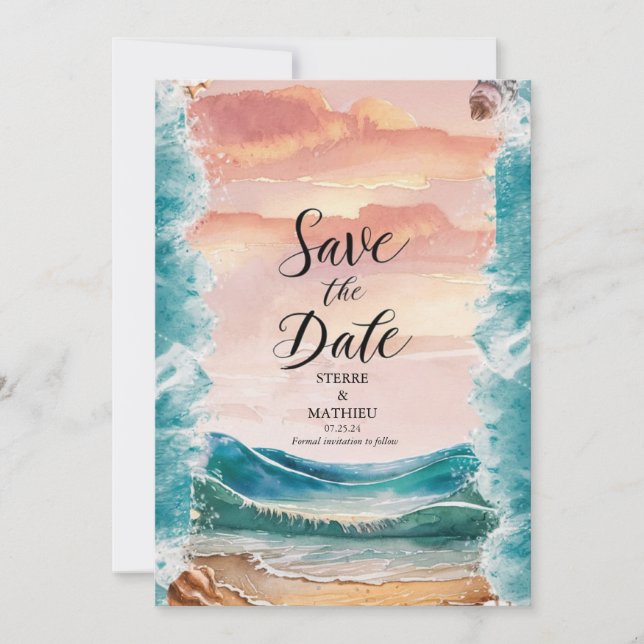 Digital Boho Beach Wedding Save The Date (Front)