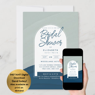 DIGITAL BRIDAL Shower Invite Blue Navy