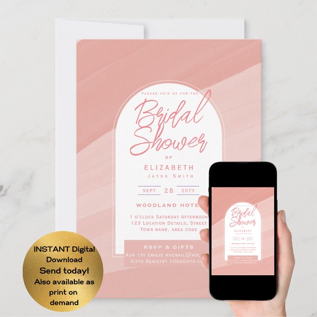 DIGITAL BRIDAL Shower Invite Blush Dusty Pink (Creator Uploaded)