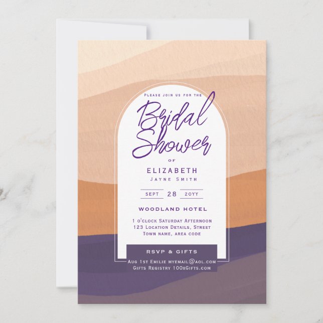 DIGITAL BRIDAL Shower Invite Purple Orange  (Front)