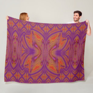 Digital Butterfly Orange Purple Fleece Blanket
