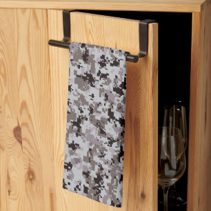 Digital Camo – Black-Grey SM camo pattern Tea Towel