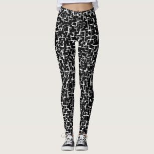 Digital Camo Black White Grey Pattern Leggings