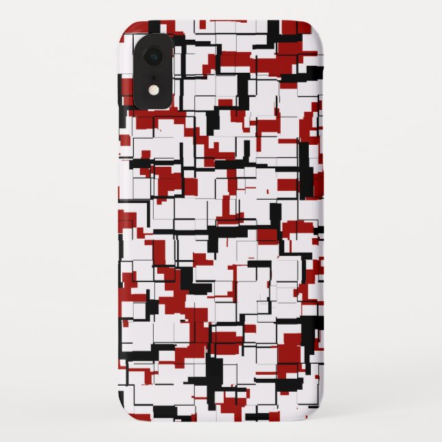 Digital Camo Black White Red Pattern Case-Mate iPhone Case (Back)