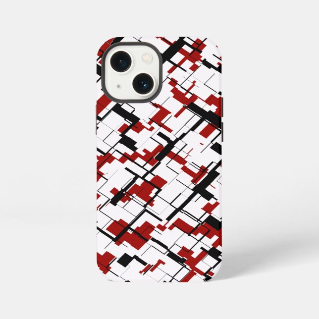 Digital Camo Black White Red Pattern iPhone Case (Back)
