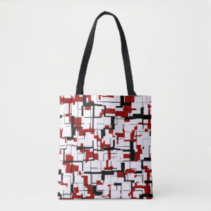 Digital Camo Black White Red Pattern Tote Bag