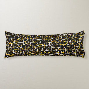 Digital Camo Black White Yellow Pattern Body Cushion